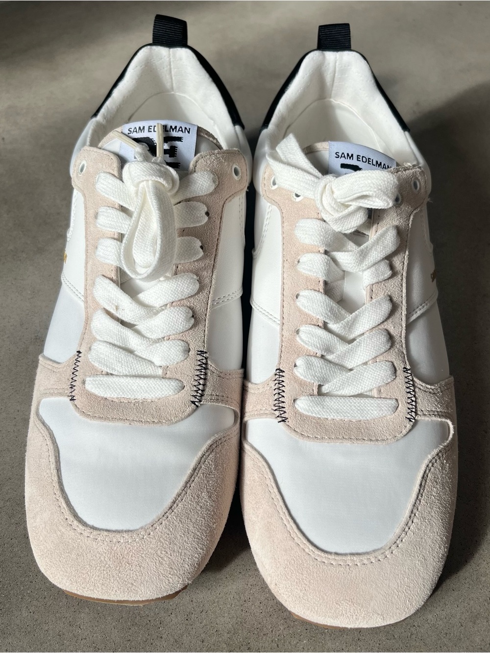 Sam Edelman Zaria Lace Up Sneakers White Leather Suede Size 8.5 New - Picture 2 of 6